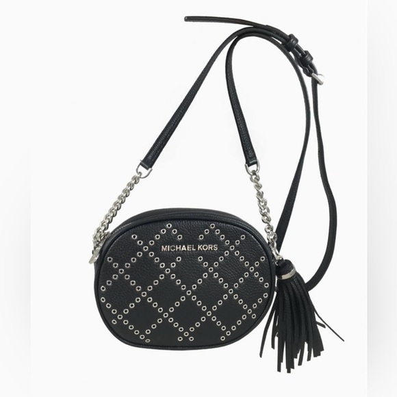 Michael Kors Black and Silver Quilted Crossbody Bag - Picture 1 of 6
